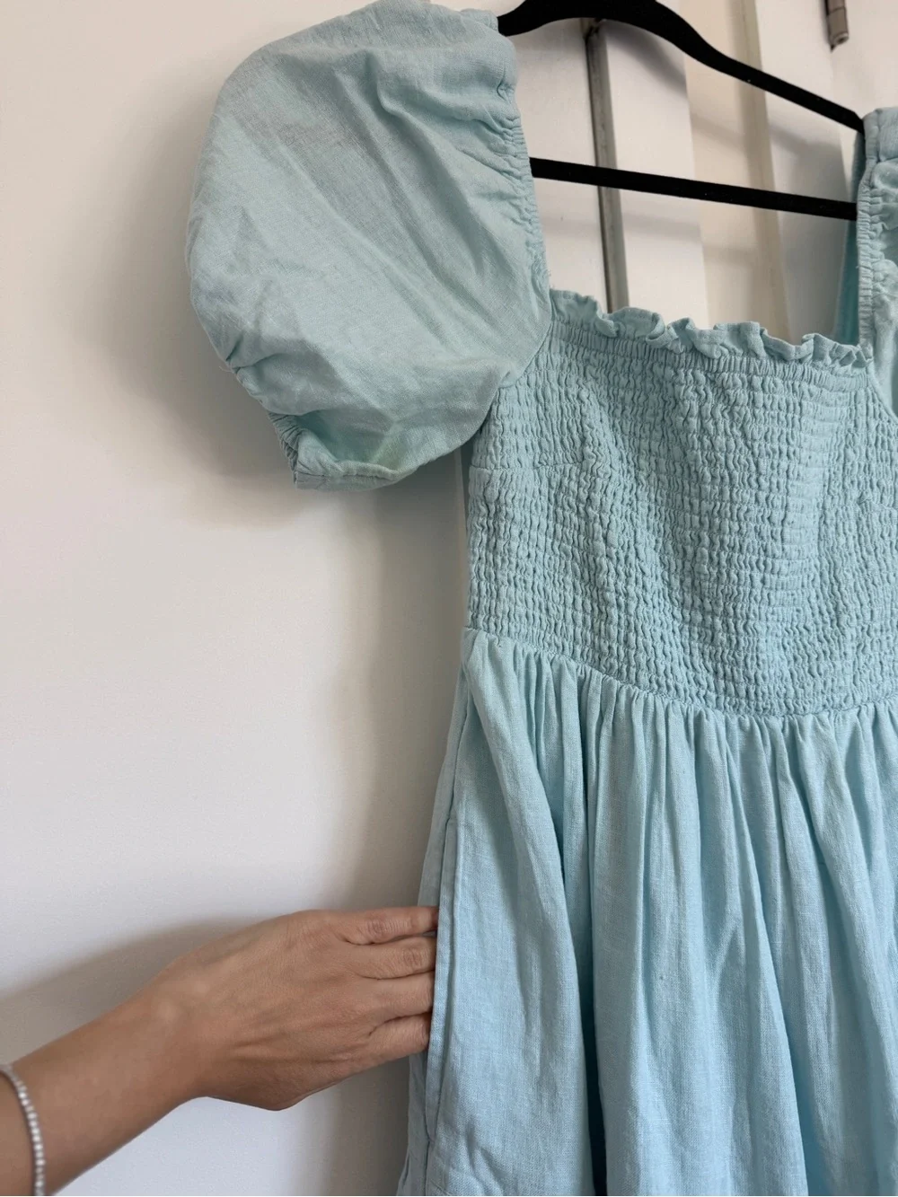 Abercrombie & Fitch Light Aqua Smocked Top - Picture 3 of 3